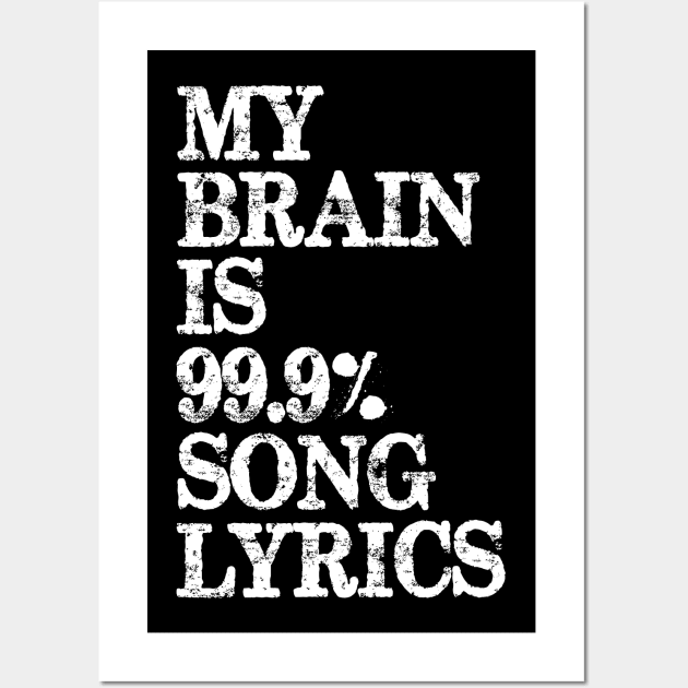 Music Lover Gifts - My Brain is 99% Song Lyrics Wall Art by merkraht